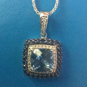 LeVian Blue Topaz, Sapphire and Diamond Necklace